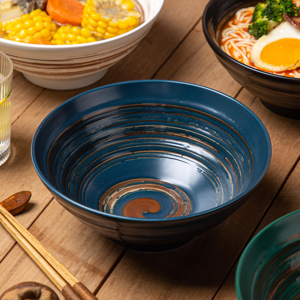 Multicolor Ceramic Ramen Bowl Set of 4 V50329
