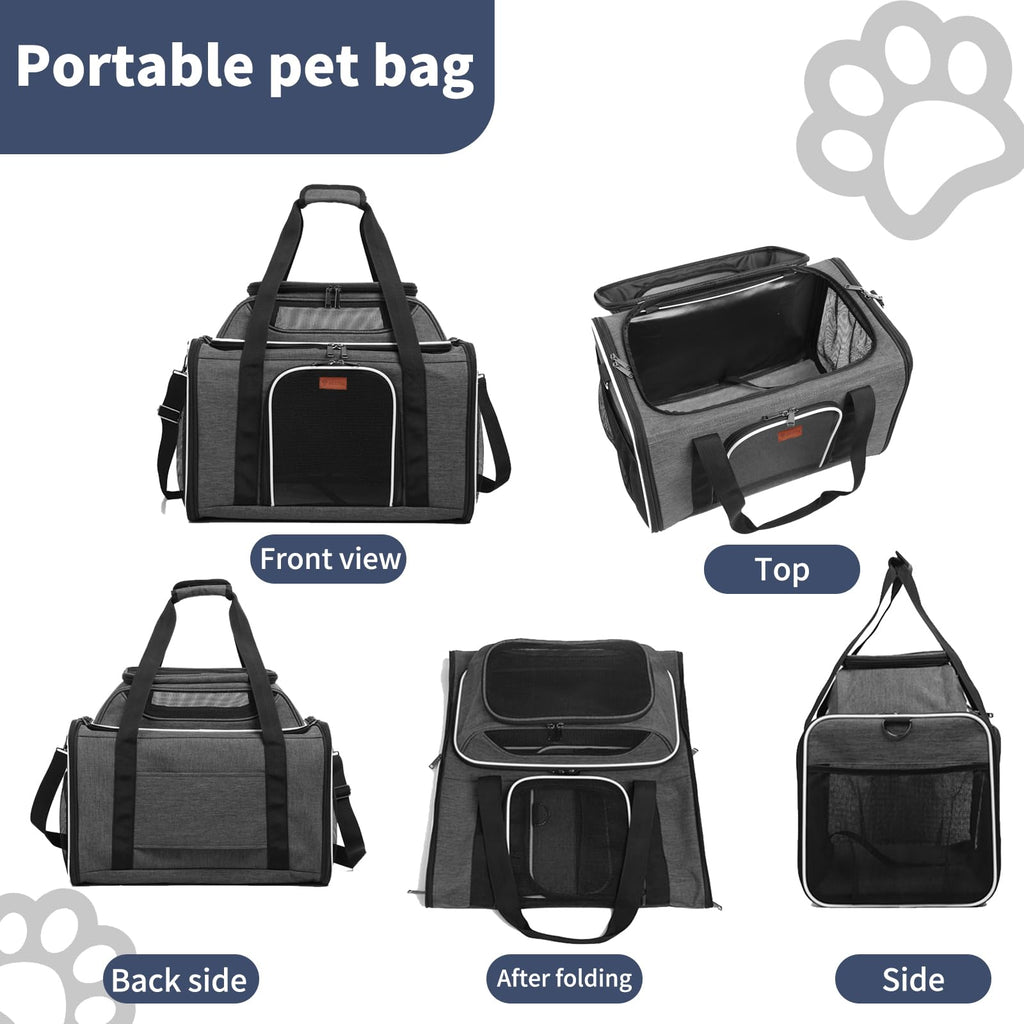 19" Large Soft-Sided Pet Carrier with Mesh, Grey N31955