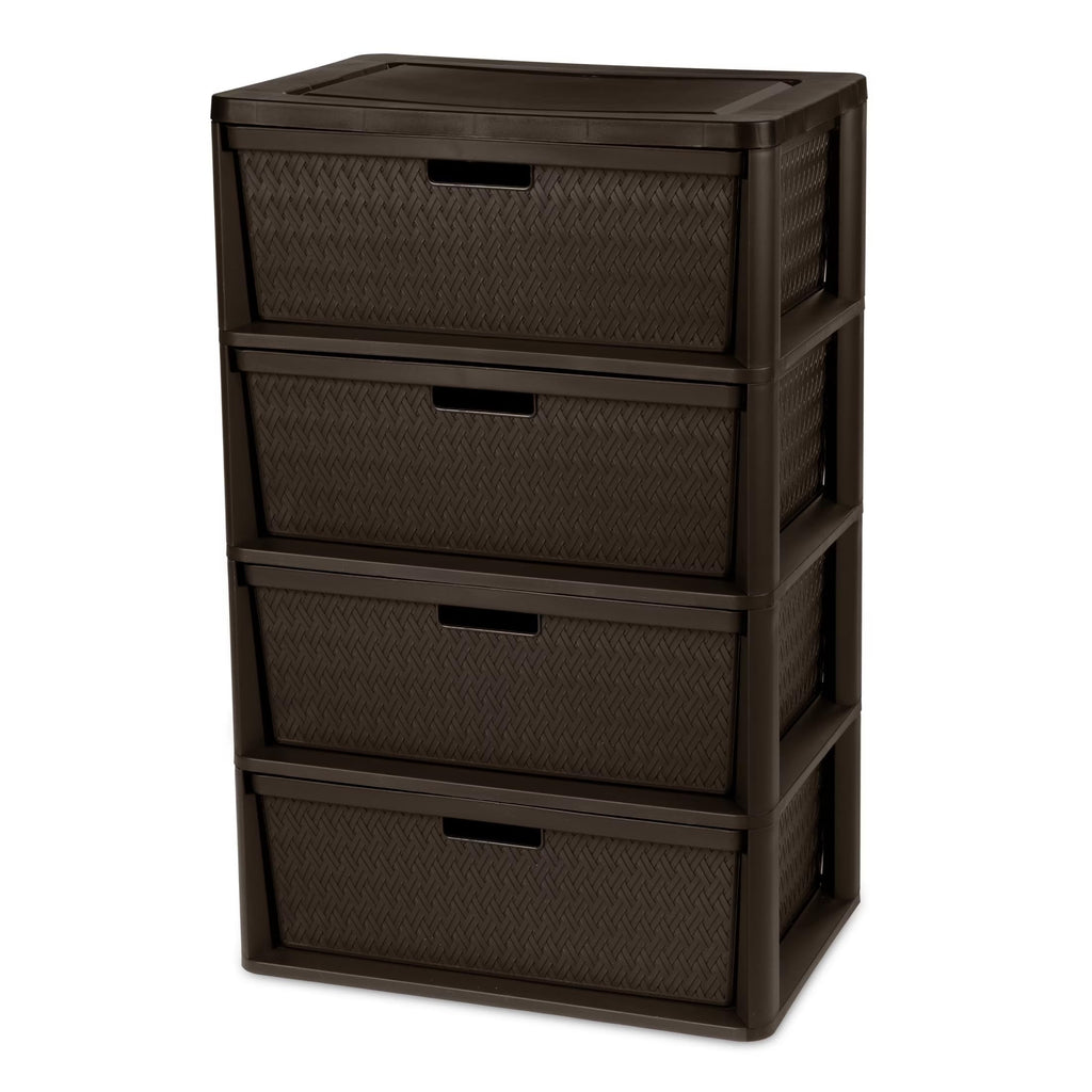 Brown 4 Drawer Plastic Storage Tower K18002