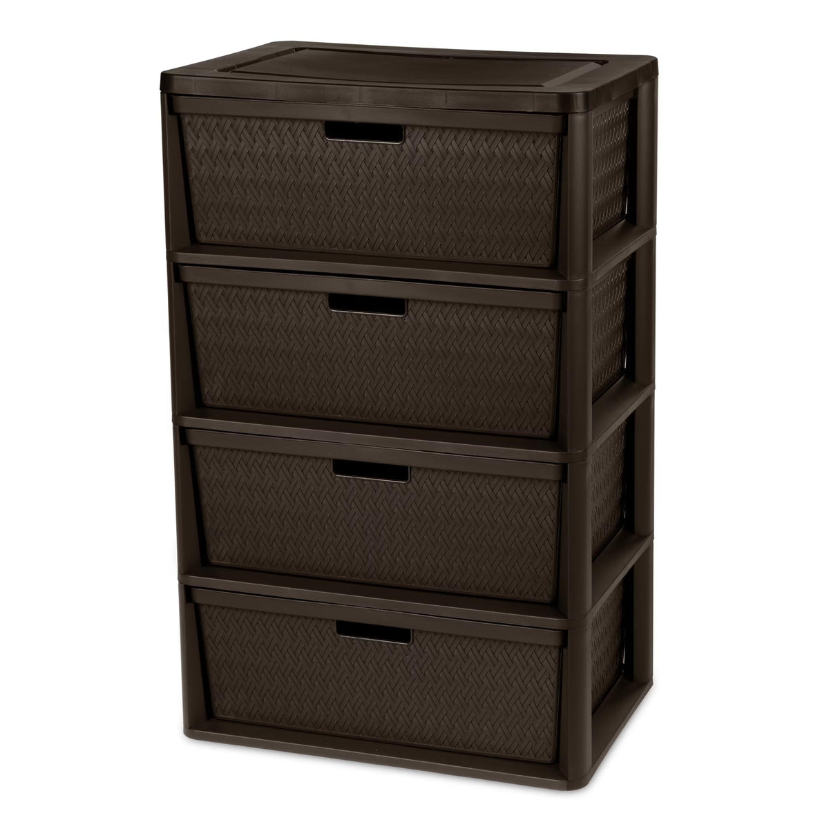 Brown 4 Drawer Plastic Storage Tower K18002