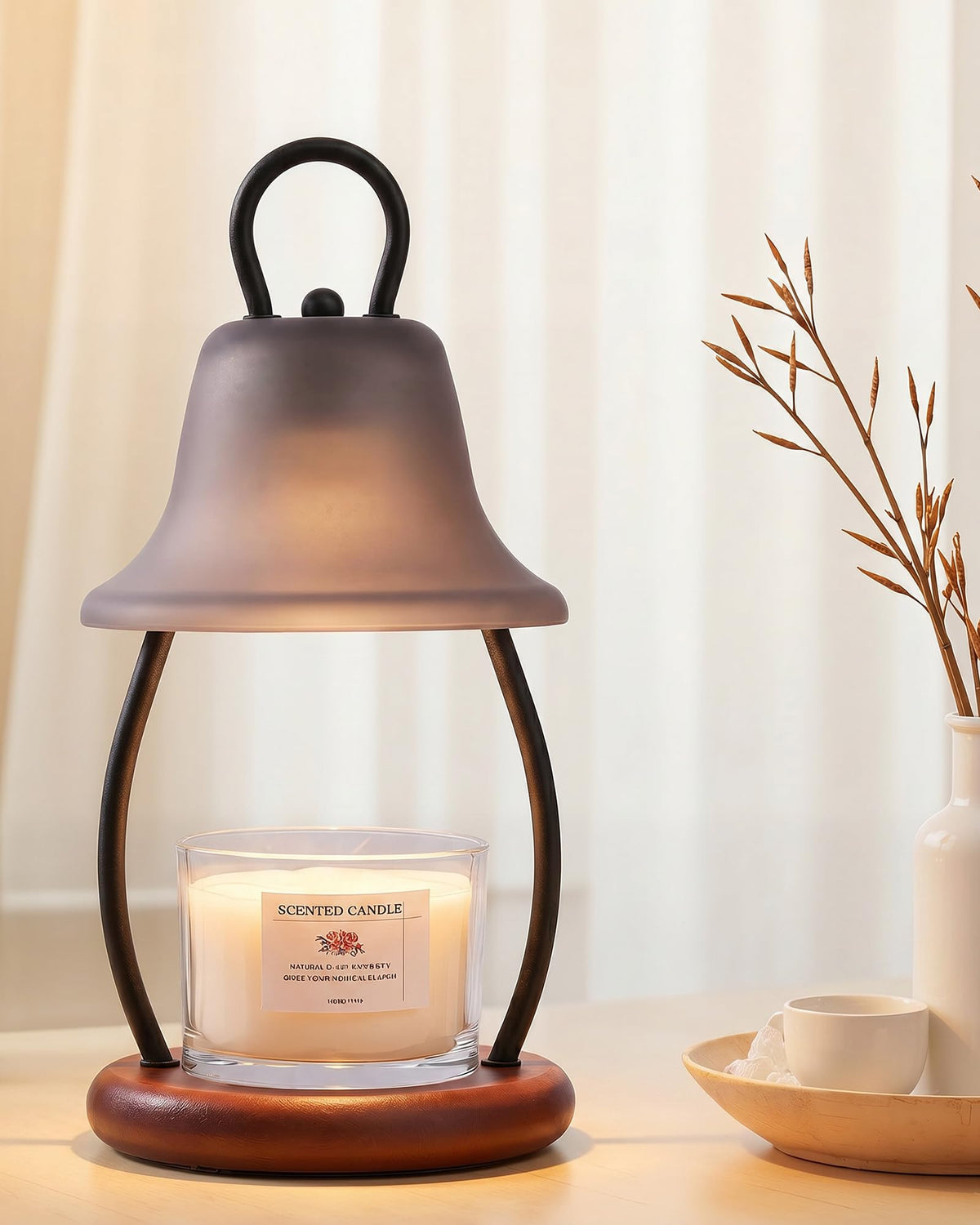 Black Dimmable Candle Warmer Lamp with Timer F7772