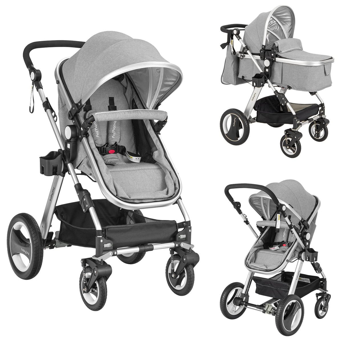 2-in-1 Convertible Bassinet Reclining Stroller H480