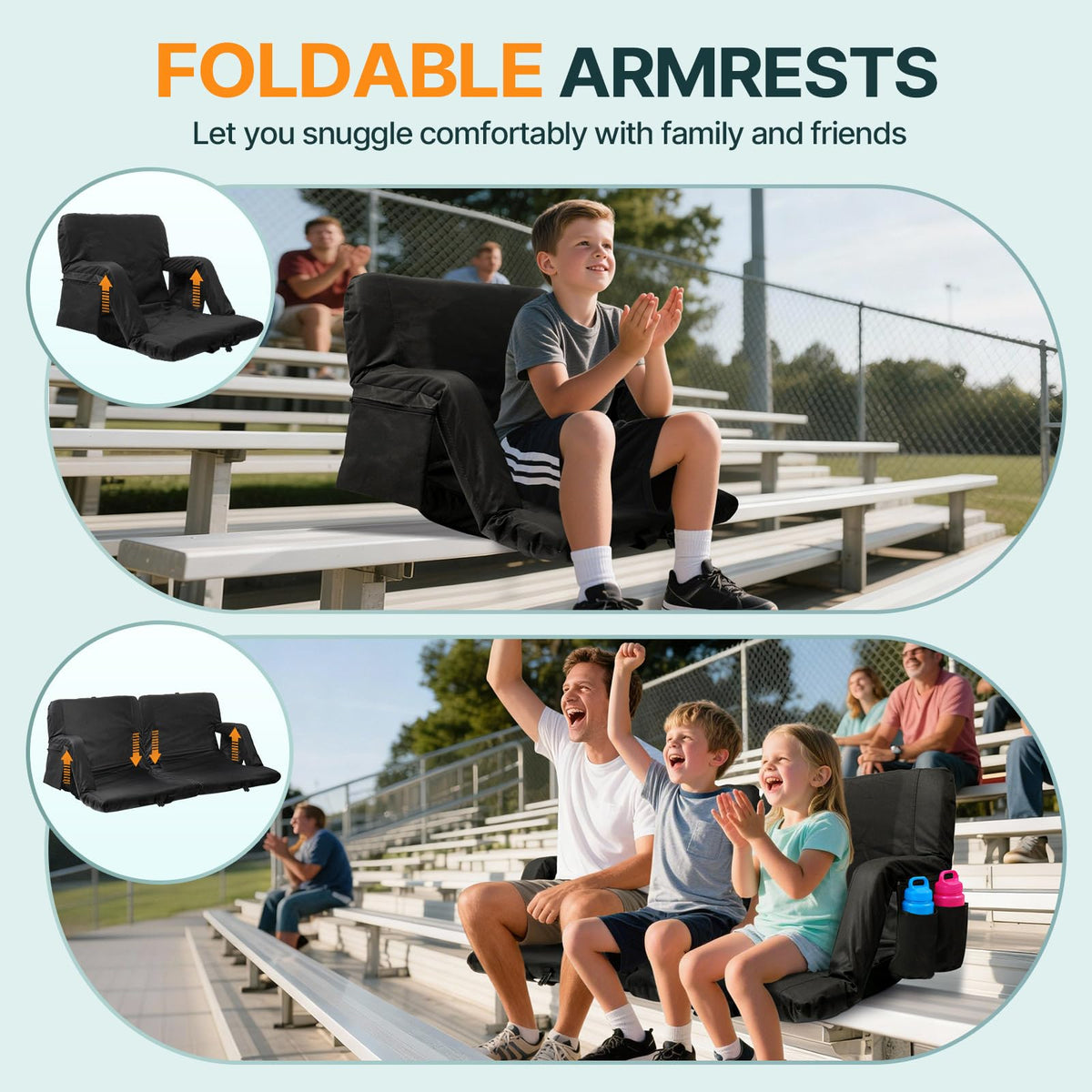 25in Stadium Seats for Bleachers with Back Support, Extra Wide, 1PC M24660
