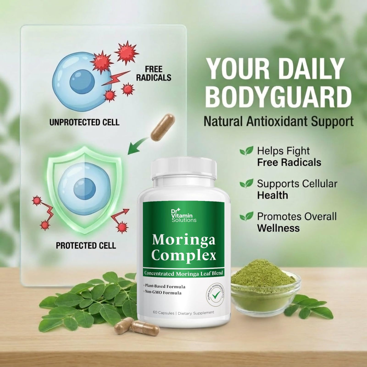 Moringa Oleifera Capsules with 20:1 Leaf Extract E259