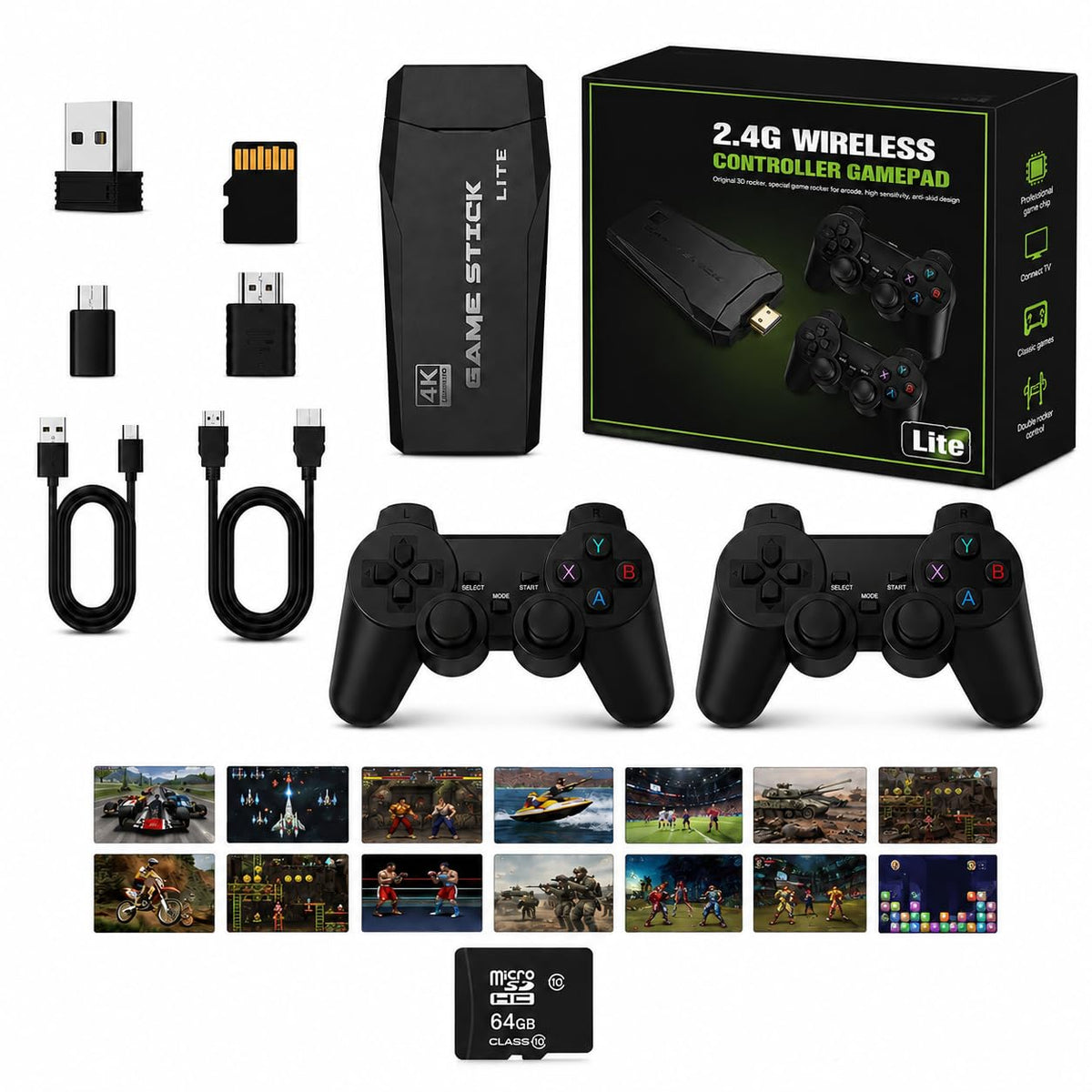 Black Retro Gaming Console with 64GB Memory G12964