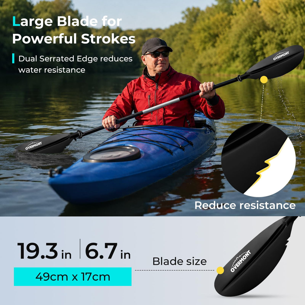 Heavy Duty Aluminum Alloy Kayak Paddles with Leash X8876