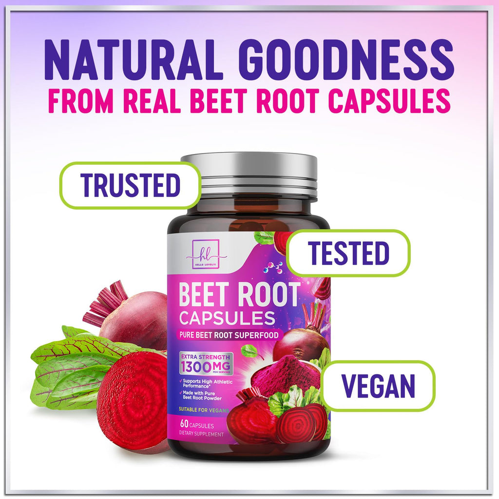 Organic Beet Root Capsules 1300mg 60 Capsules I560