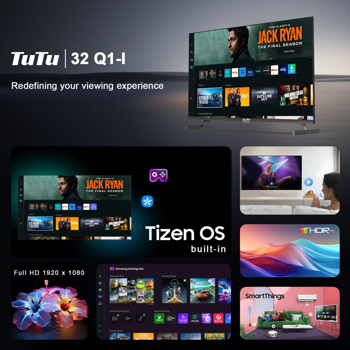 32 Inch FHD Smart TV 1080p Full HD Central Stand with HDR Dolby Audio S2723