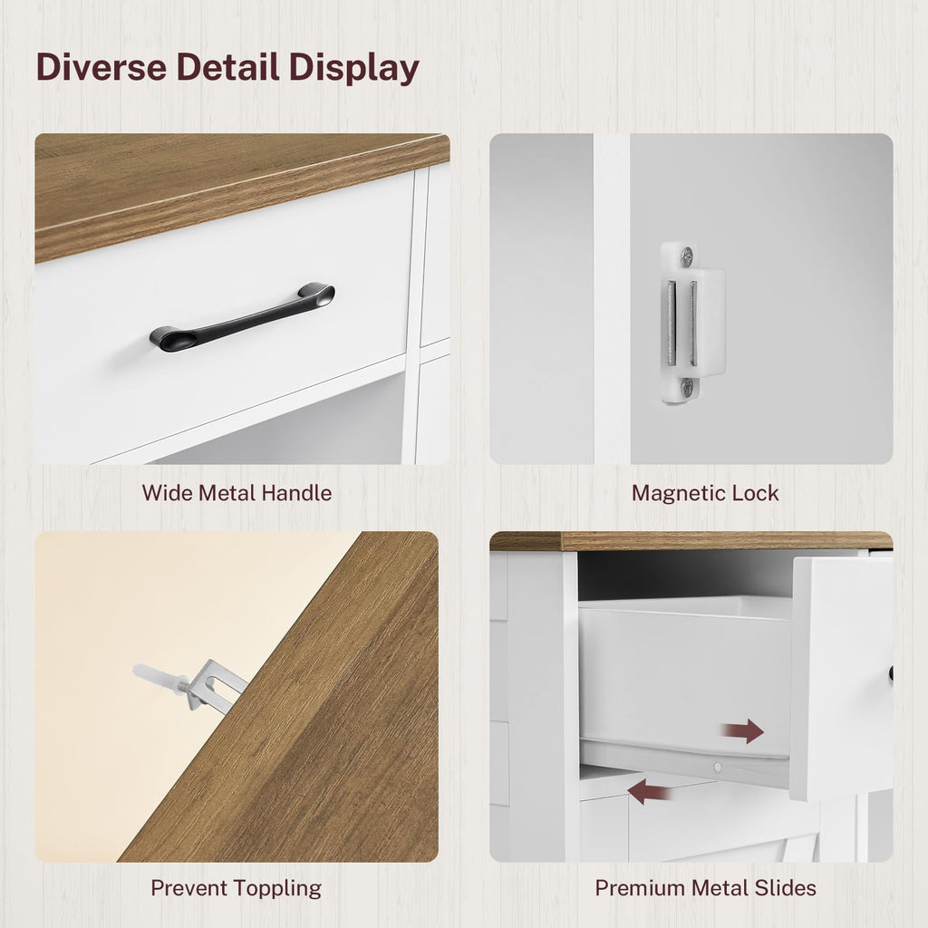 White Storage Cabinet with 3 Drawers and 2 Doors P387377