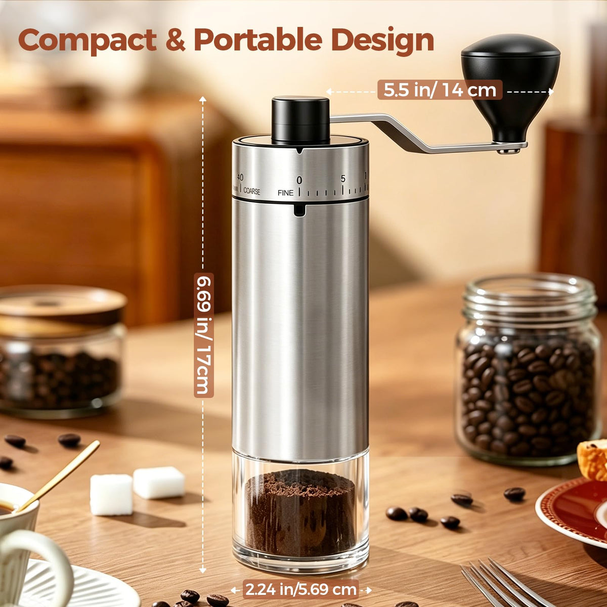 Manual Coffee Grinder with Ceramic Conical Burr Y619461