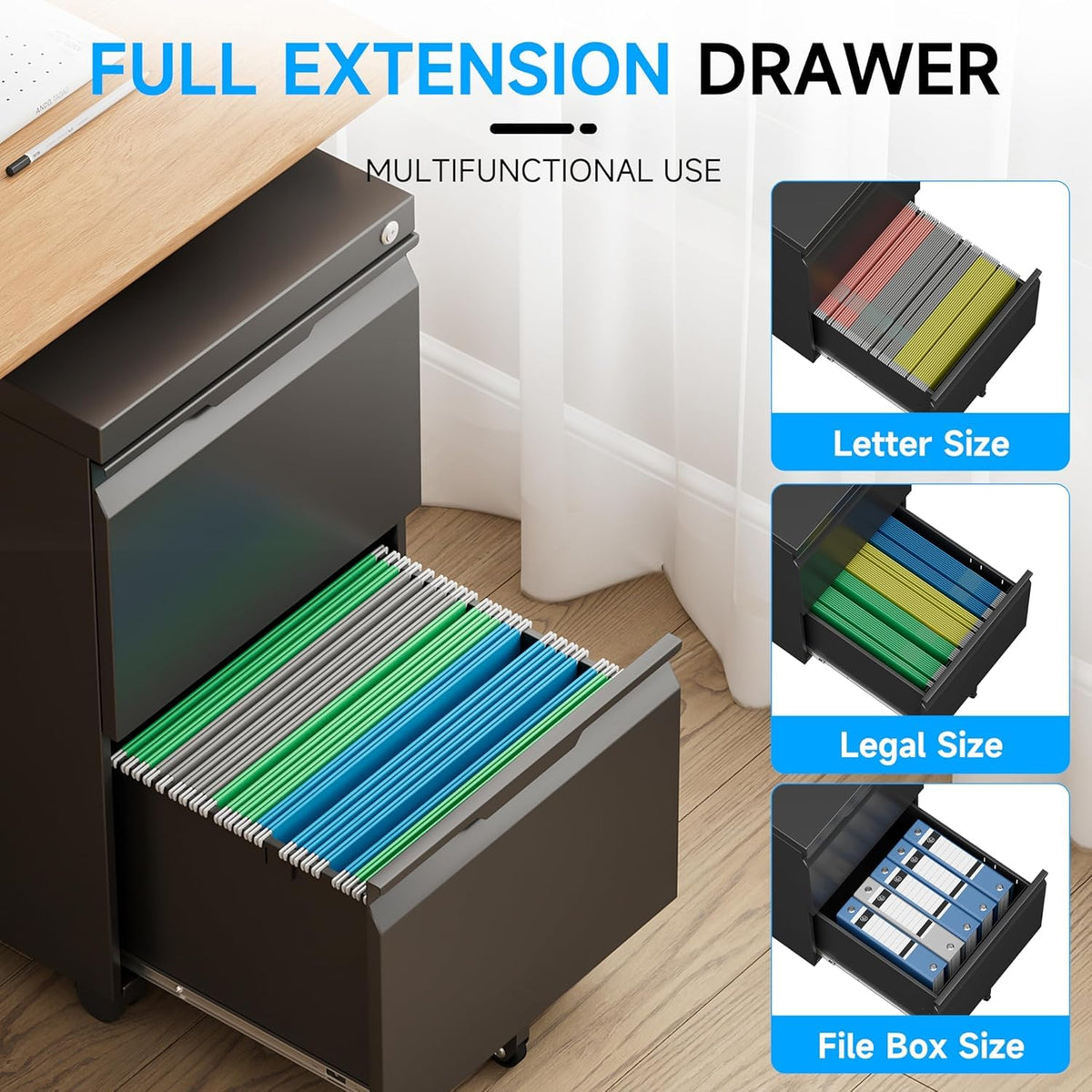 2 Drawer Mobile File Cabinet with Lock N14779