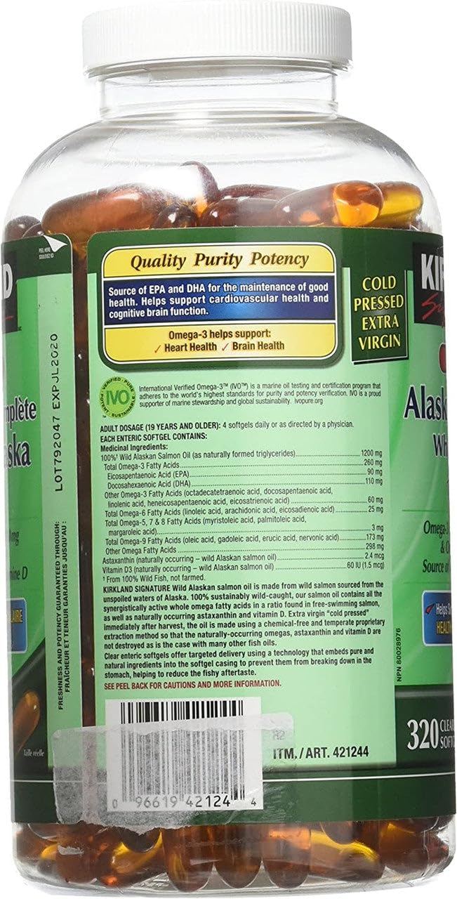 Wild Alaskan Salmon Oil 1200mg 320 Enteric Coated Softgels E2417