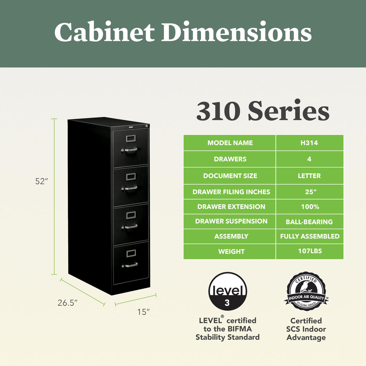 Black 4 Drawer File Cabinet Y66072