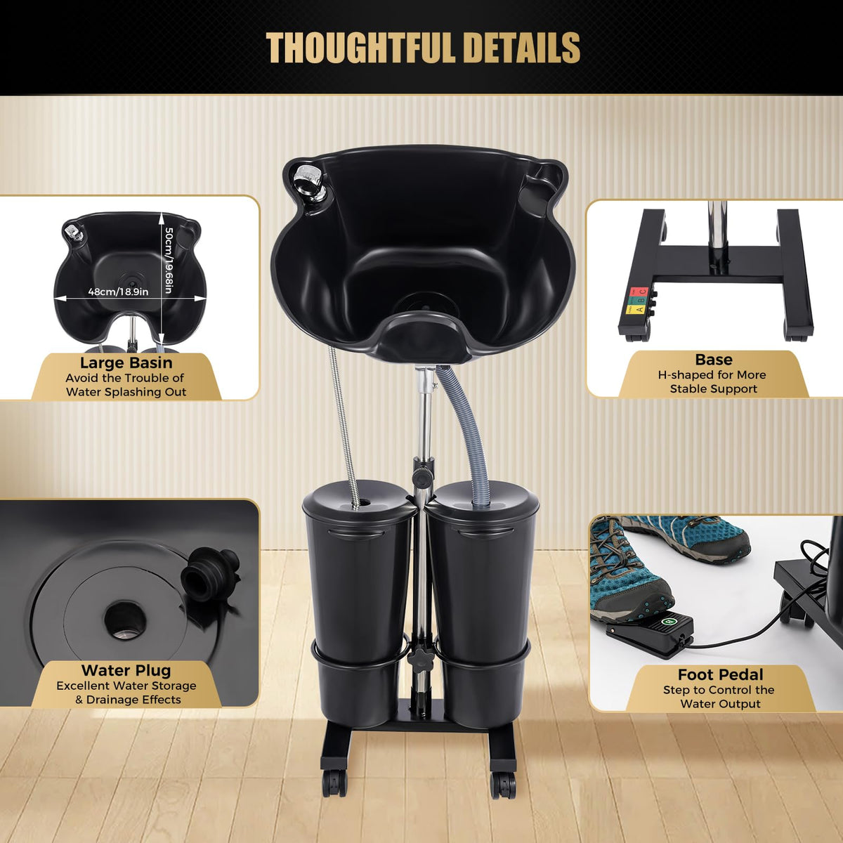 Portable Shampoo Bowl with Water Tank and Electric Pump M16110