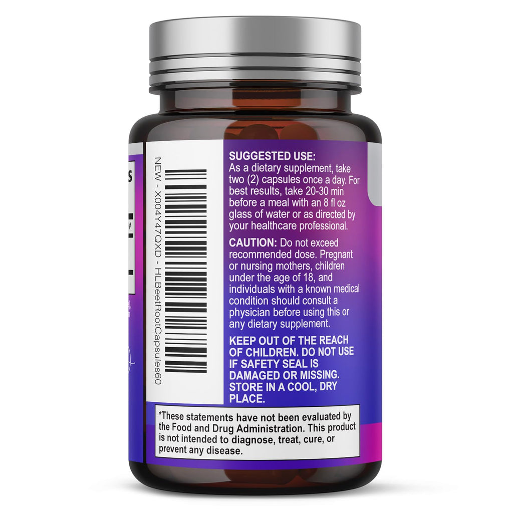 Organic Beet Root Capsules 1300mg 60 Capsules I560