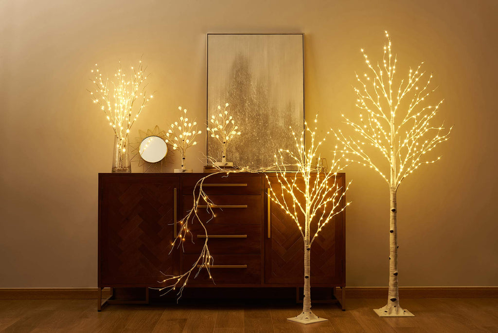 Lighted Birch Tree with Timer 18IN 24 LED B575