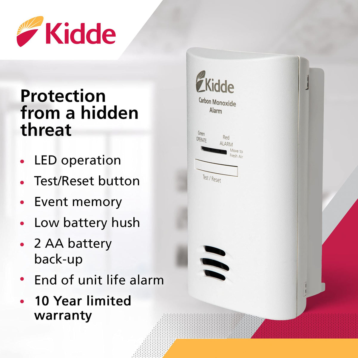 Carbon Monoxide Detector with AA Battery Backup P3684