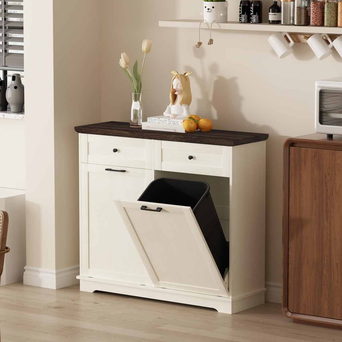 20 Gallon Wood Trash Can Cabinet P4041