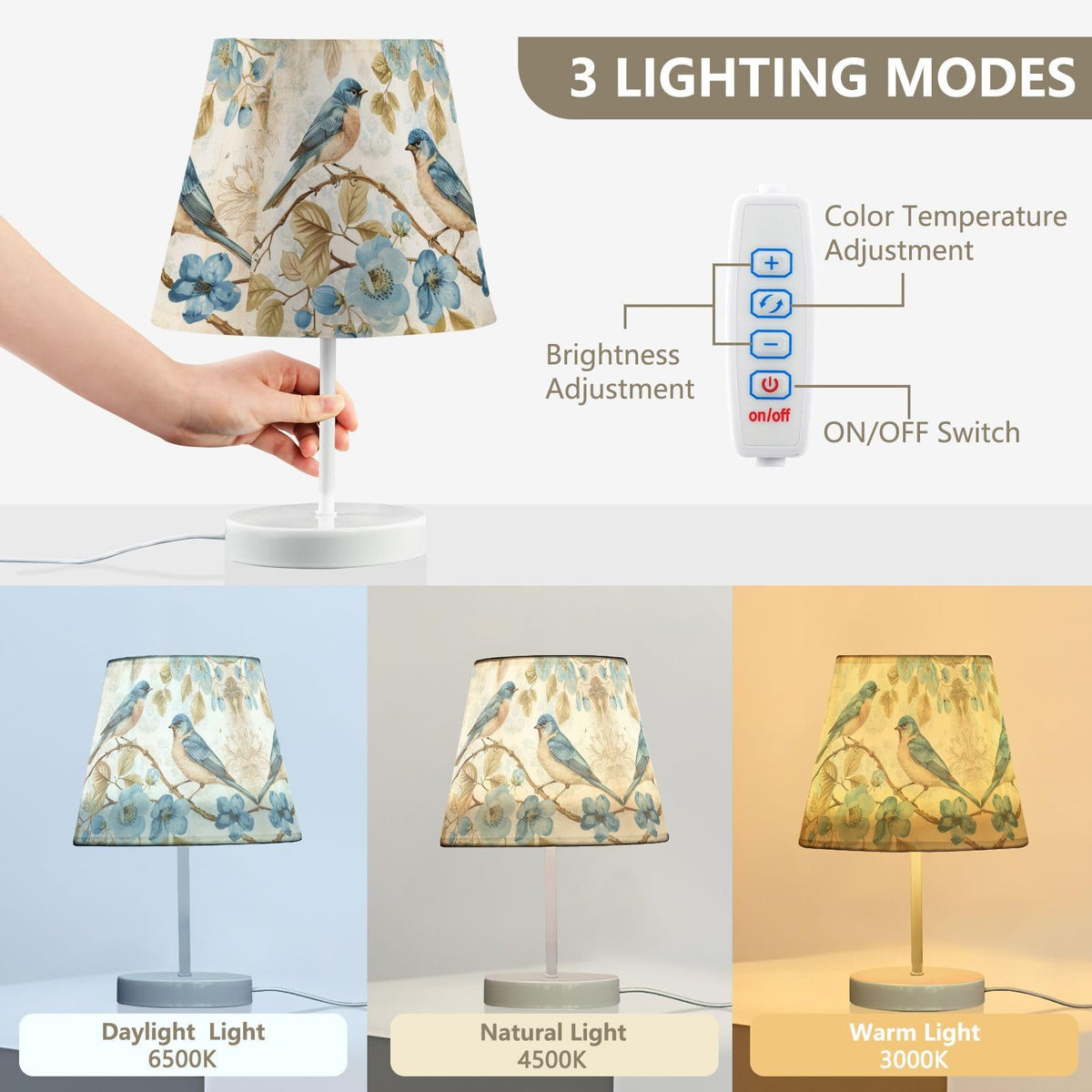 3-Color Dimmable LED Table Lamp with USB Port T5950