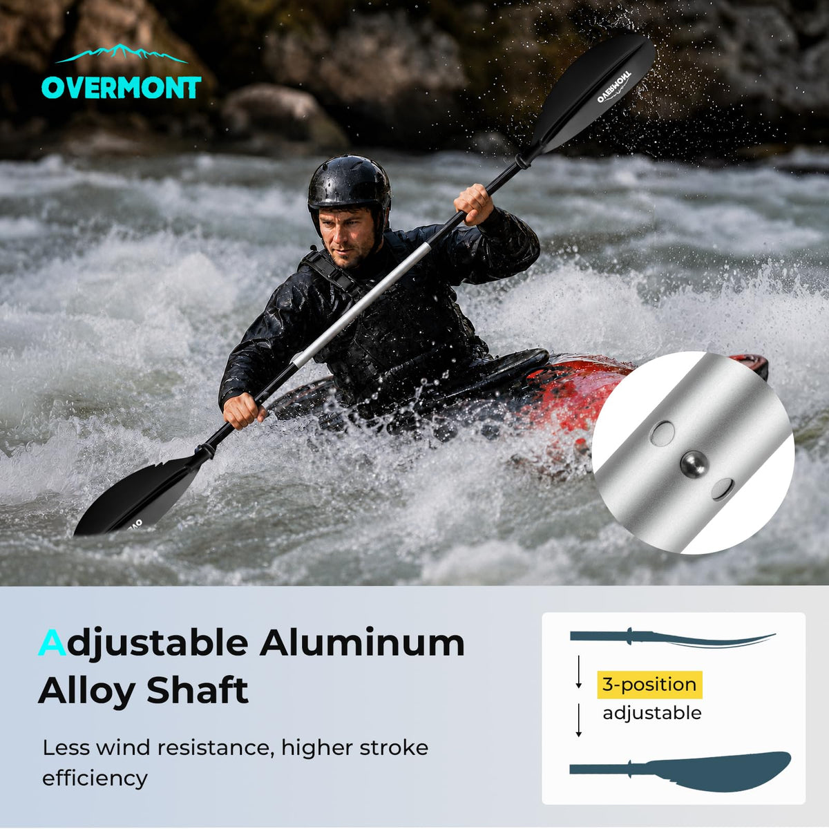 Heavy Duty Aluminum Alloy Kayak Paddles with Leash X8876