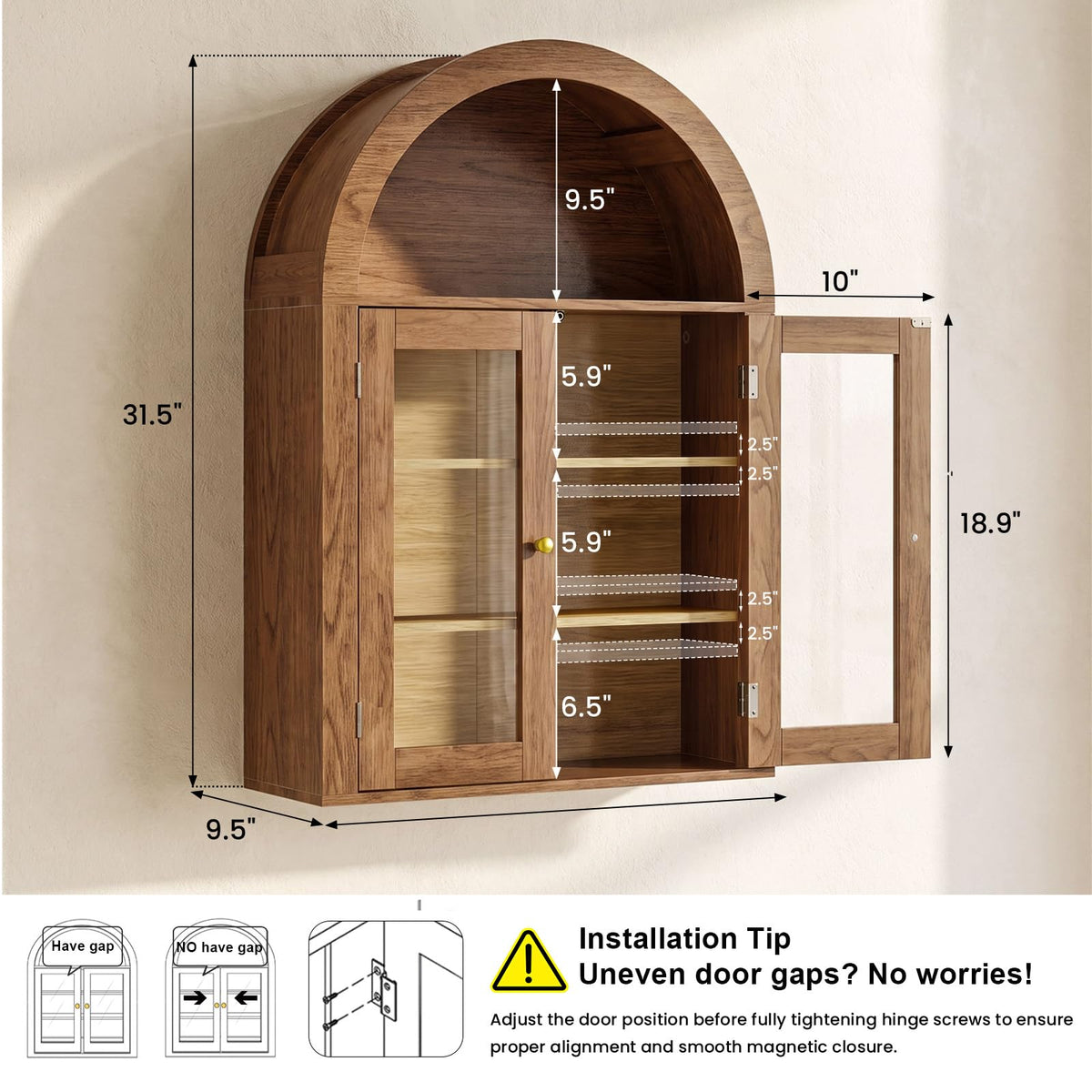 Wall Mount Medicine Cabinet with Glass Doors and Adjustable Shelves X931