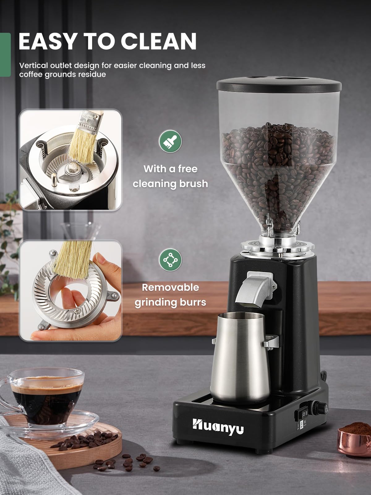 60mm Flat Burr Coffee Grinder L478