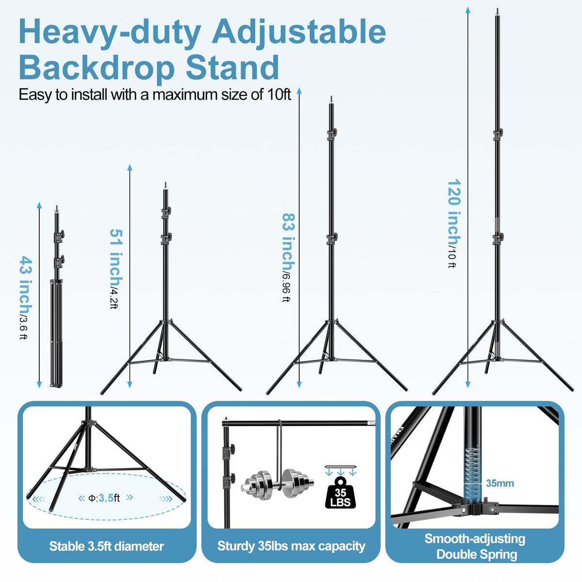 10x10Ft Heavy Duty Adjustable Backdrop Stand L656396