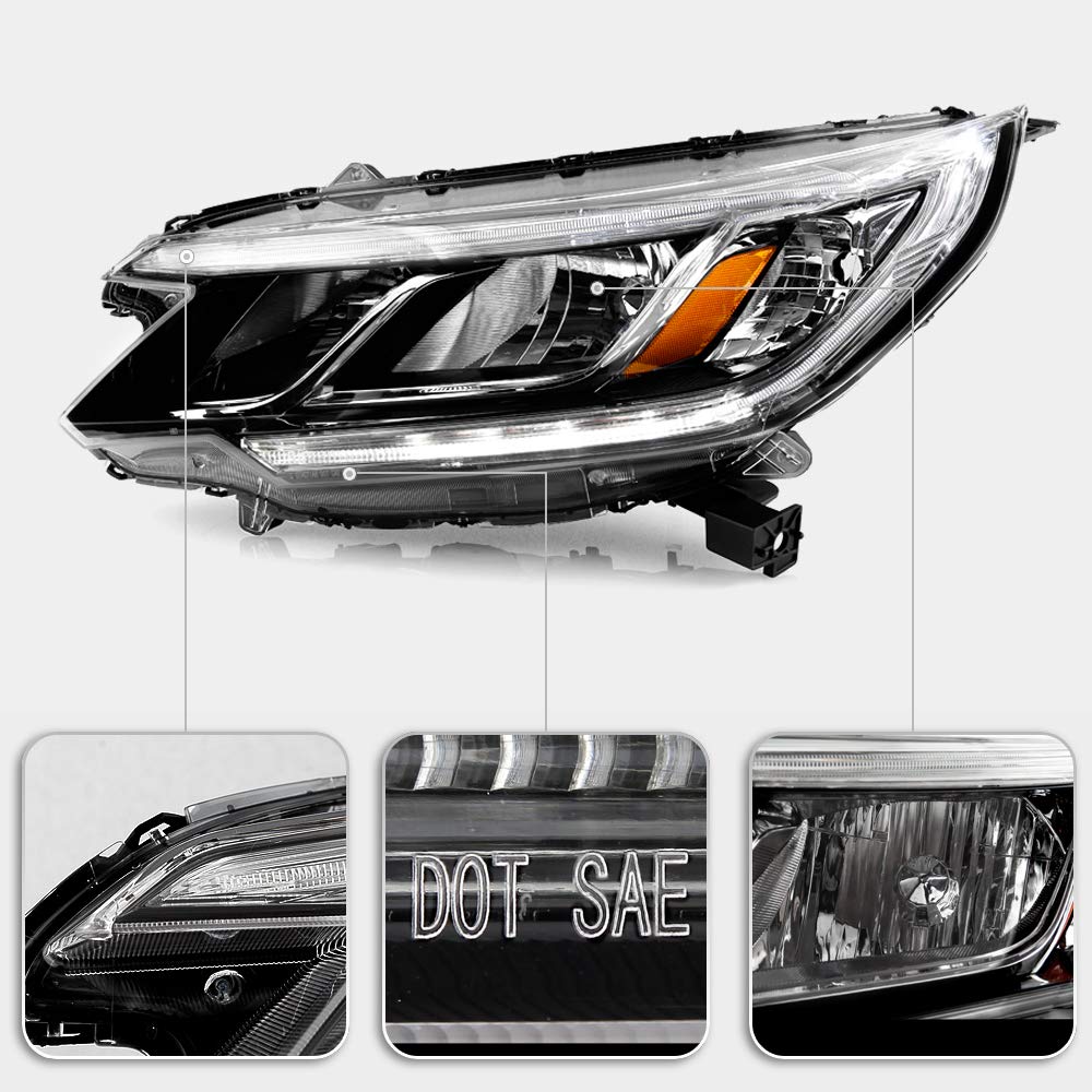 For 2015-2016 Honda CRV Halogen Type LED DRL Headlights Assembly Pair Set Left+Right A2176