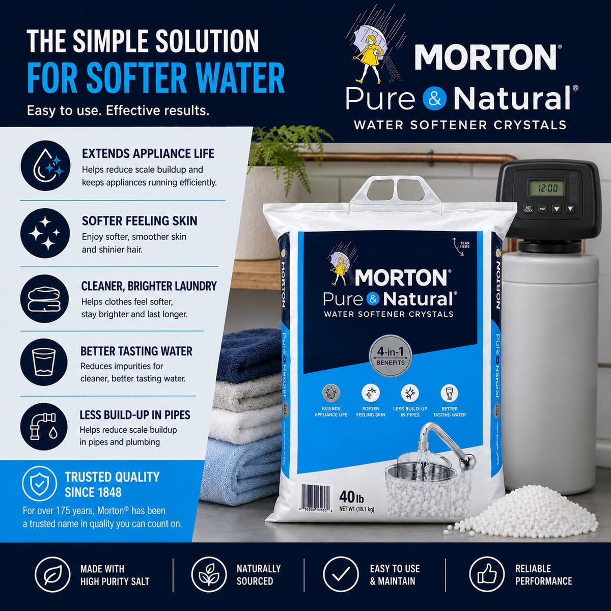 Pure and Natural Water Softener Crystals 40lbs M953695