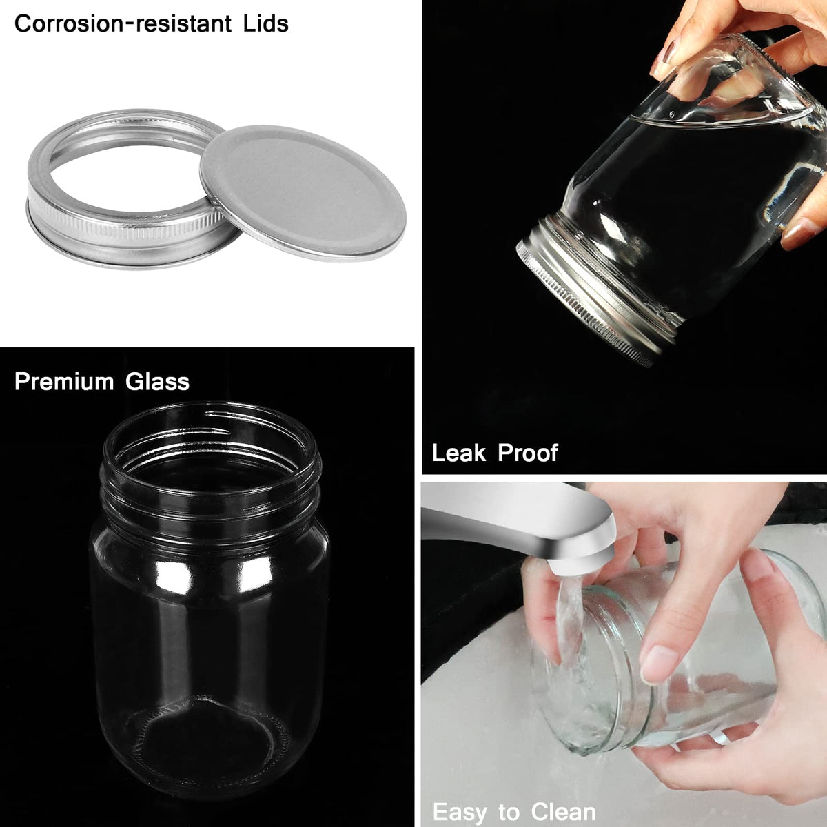 12 oz Glass Mason Jar, 20 Pack Canning Jars with Lids K650