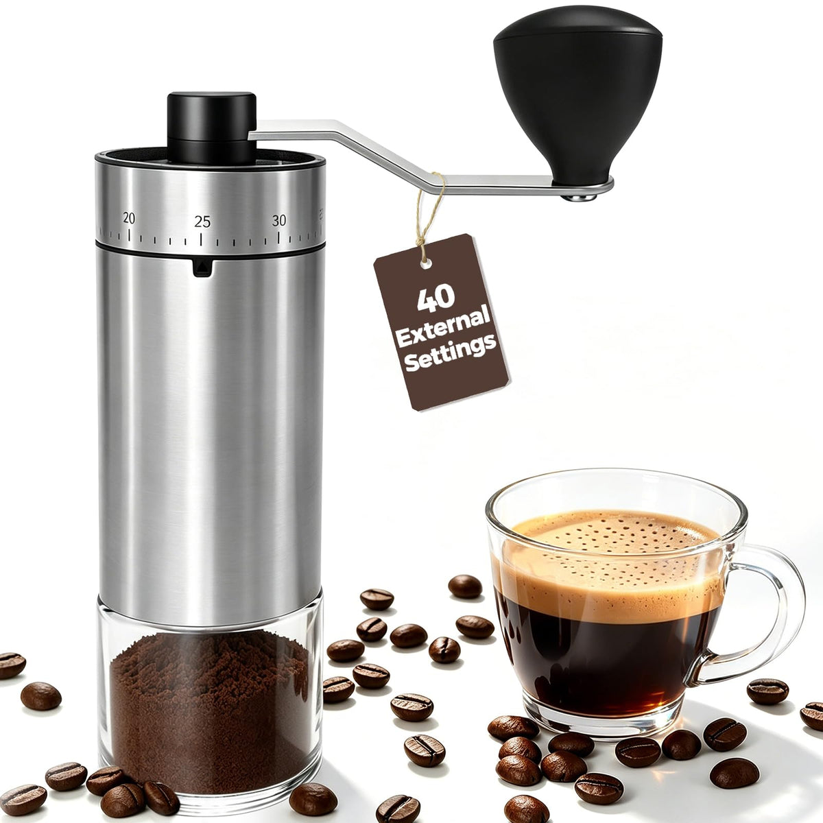 Manual Coffee Grinder with Ceramic Conical Burr Y619461