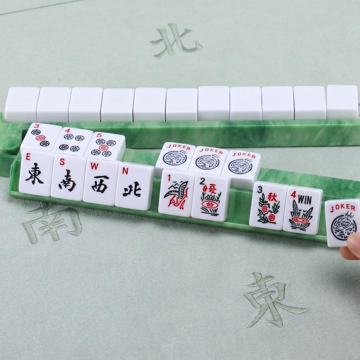 4 Pcs 18.7 Inch Acrylic Mahjong Tile Racks with Pushers F413315