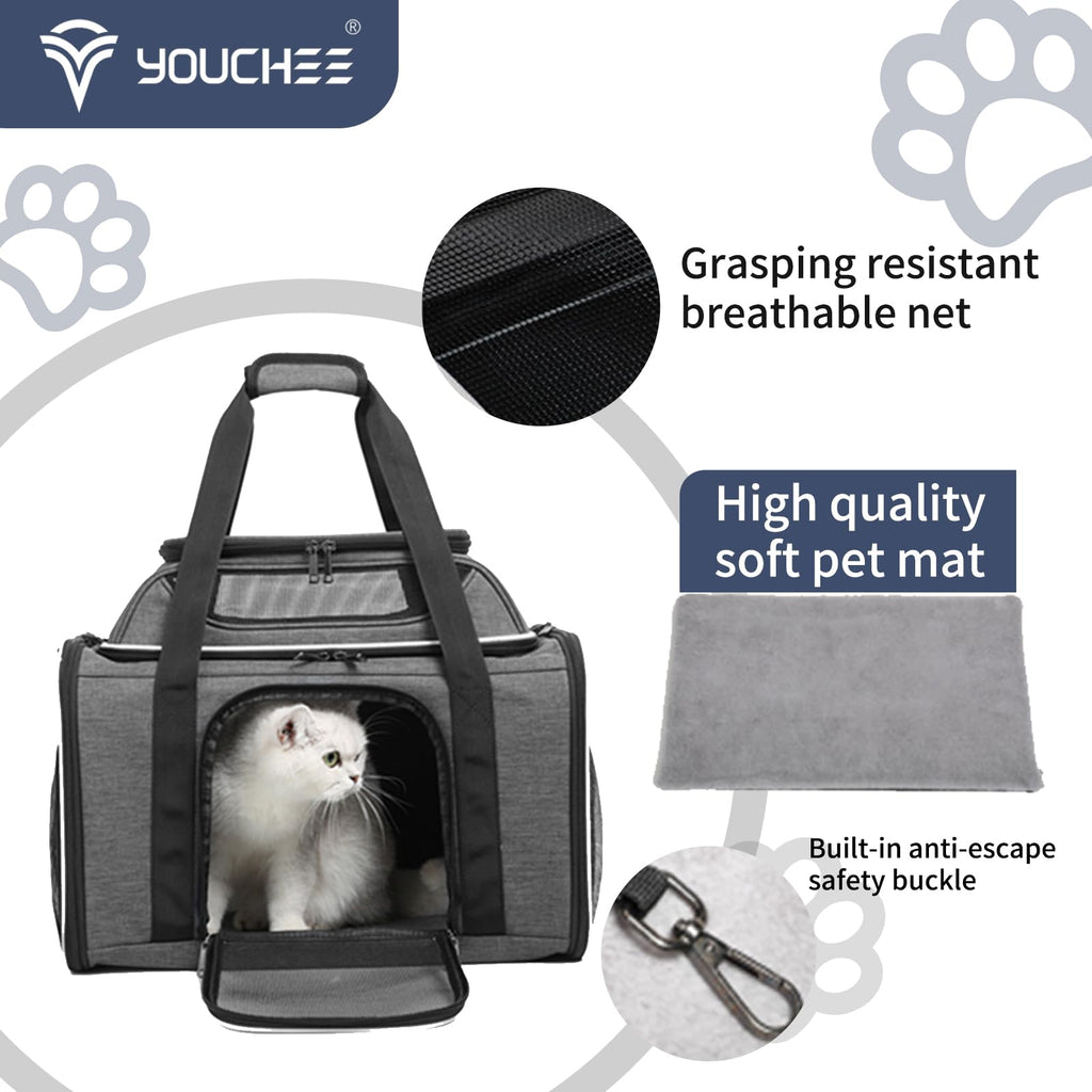 19" Large Soft-Sided Pet Carrier with Mesh, Grey N31955