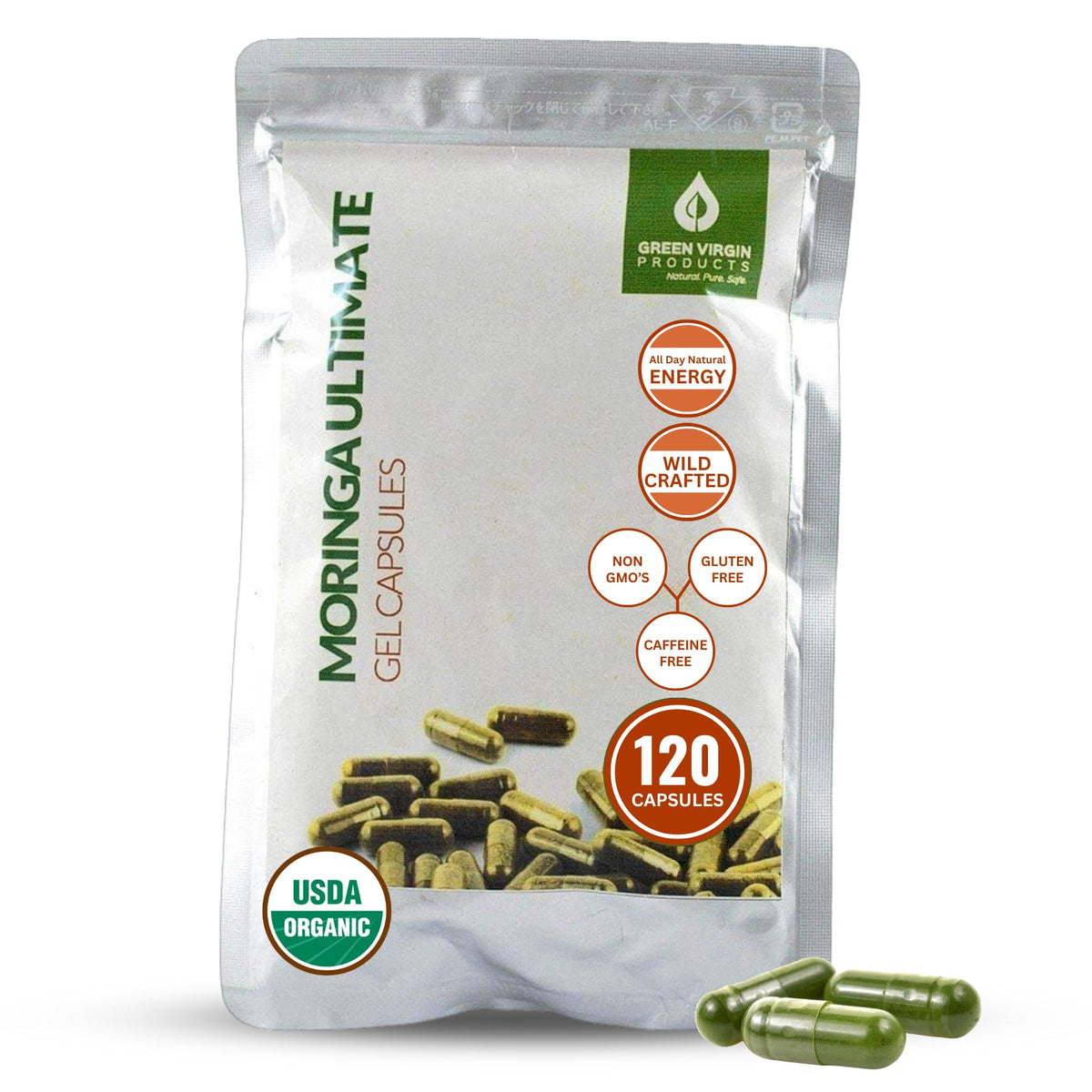 Organic Moringa Leaf Powder Vegan Capsules W28372