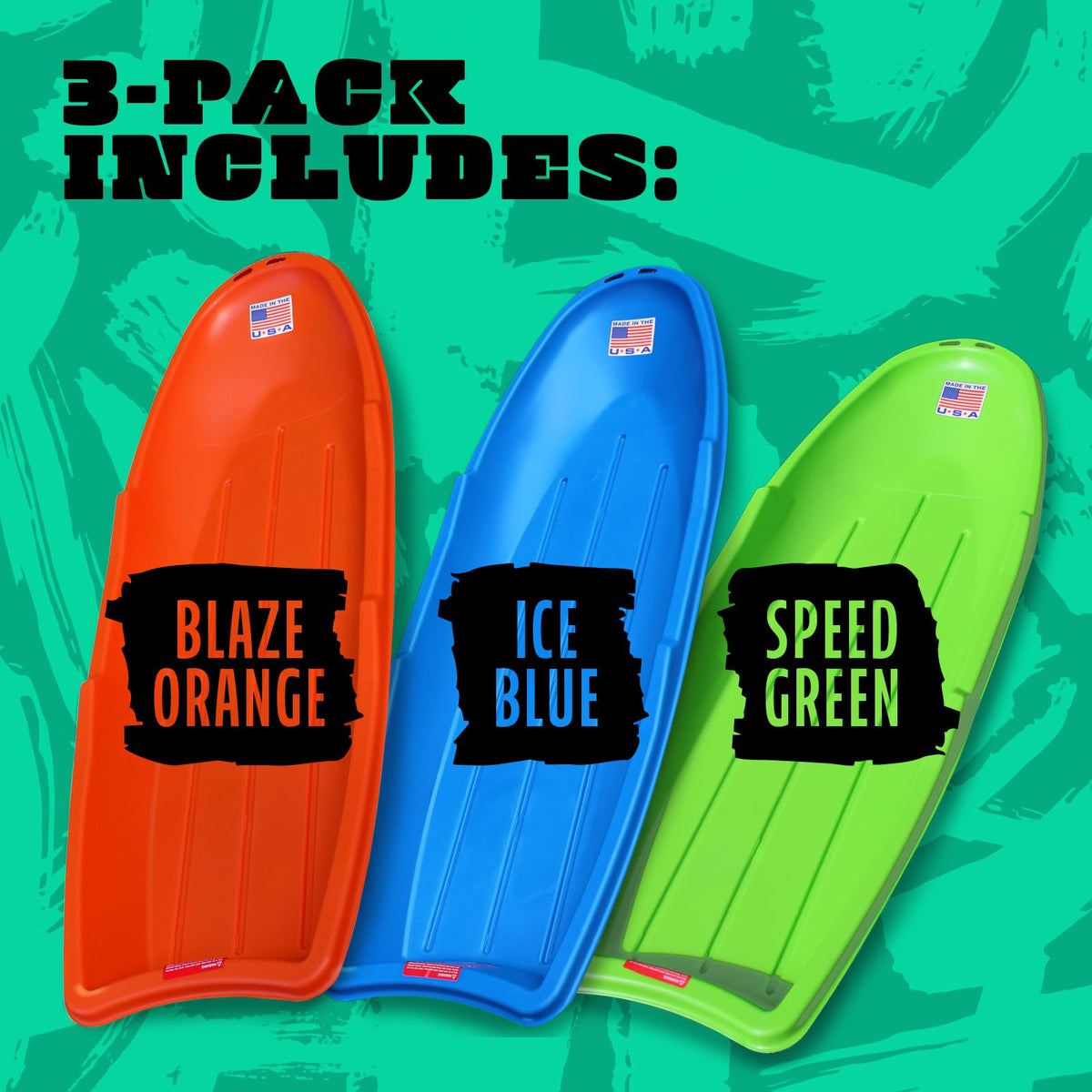 48 Inch Toboggan Style Plastic Snow Sled 3-Pack F84075