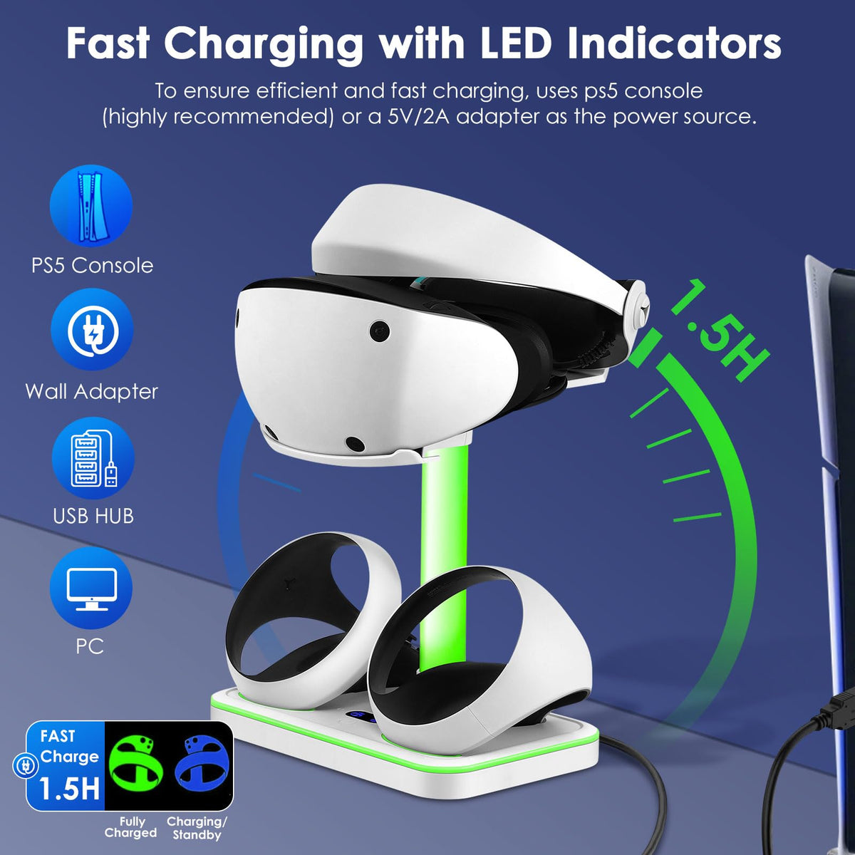 Charging Stand for PlayStation VR2 with Controller Charging Dock and Type-C Cable H290913