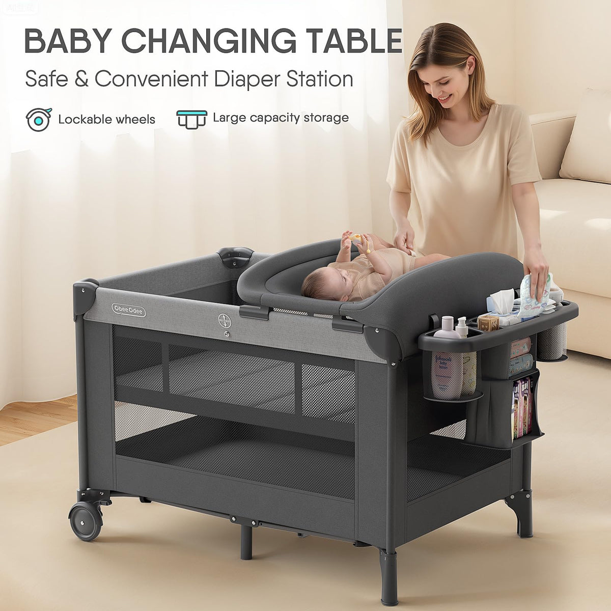 Grey Baby Bassinet Playard J410124