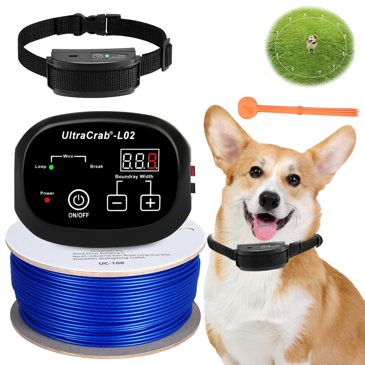 In-Ground Electric Dog Fence System with Waterproof Training Collar L615445