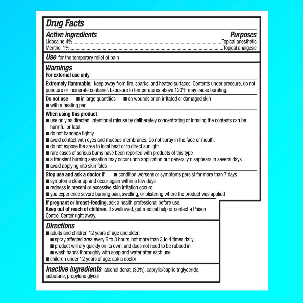 Lidocaine Pain Relief Dry Spray 4 oz D6200