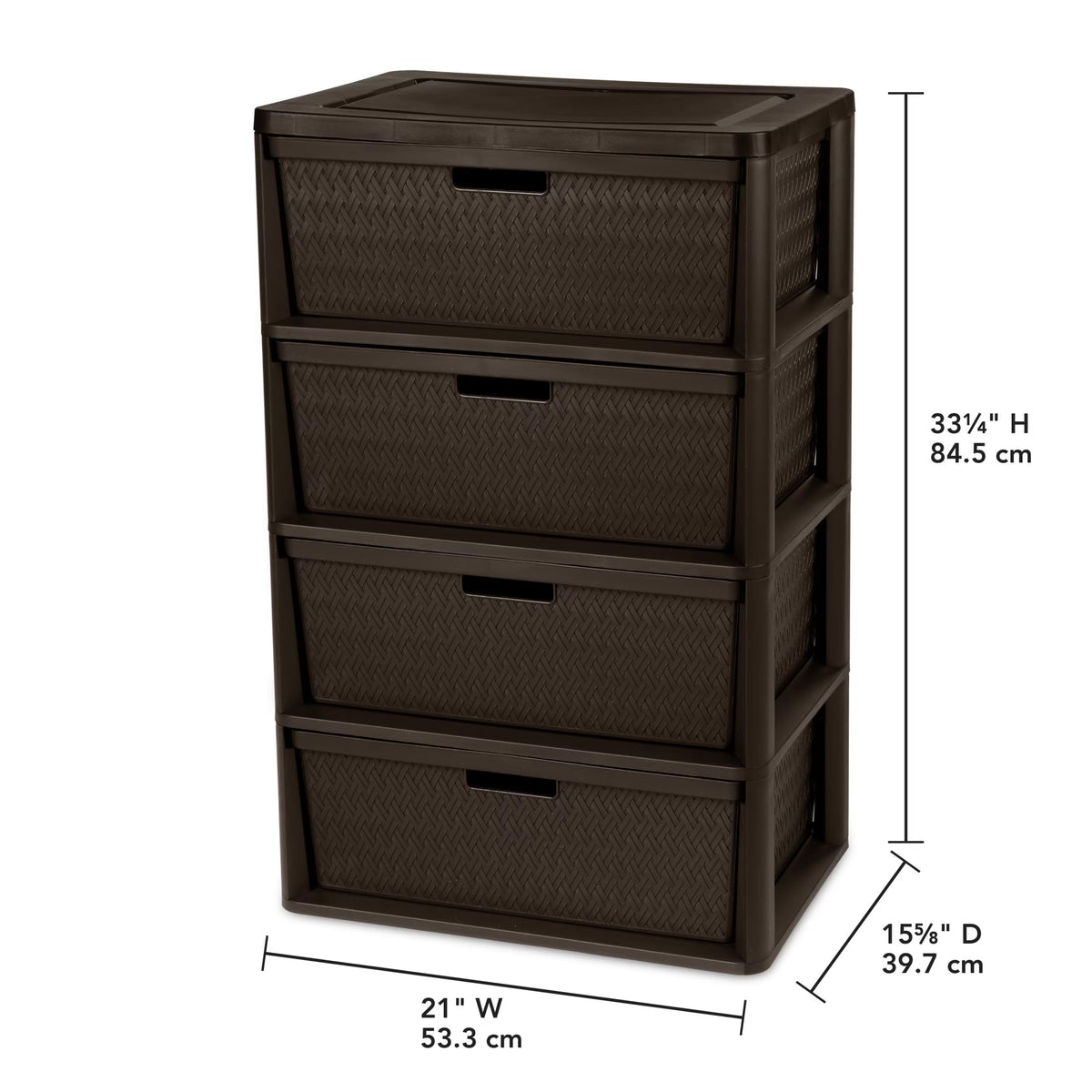 Brown 4 Drawer Plastic Storage Tower K18002
