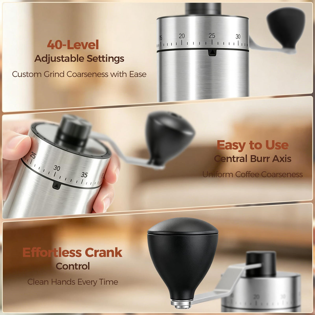 Manual Coffee Grinder with Ceramic Conical Burr Y619461