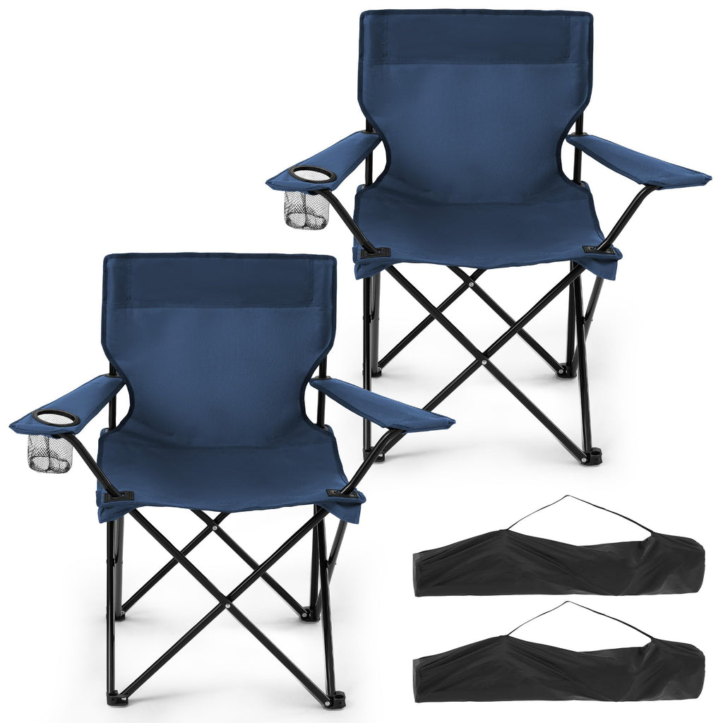2-Pack Foldable Camping Chairs with Cup Holder, Carry Bag E248