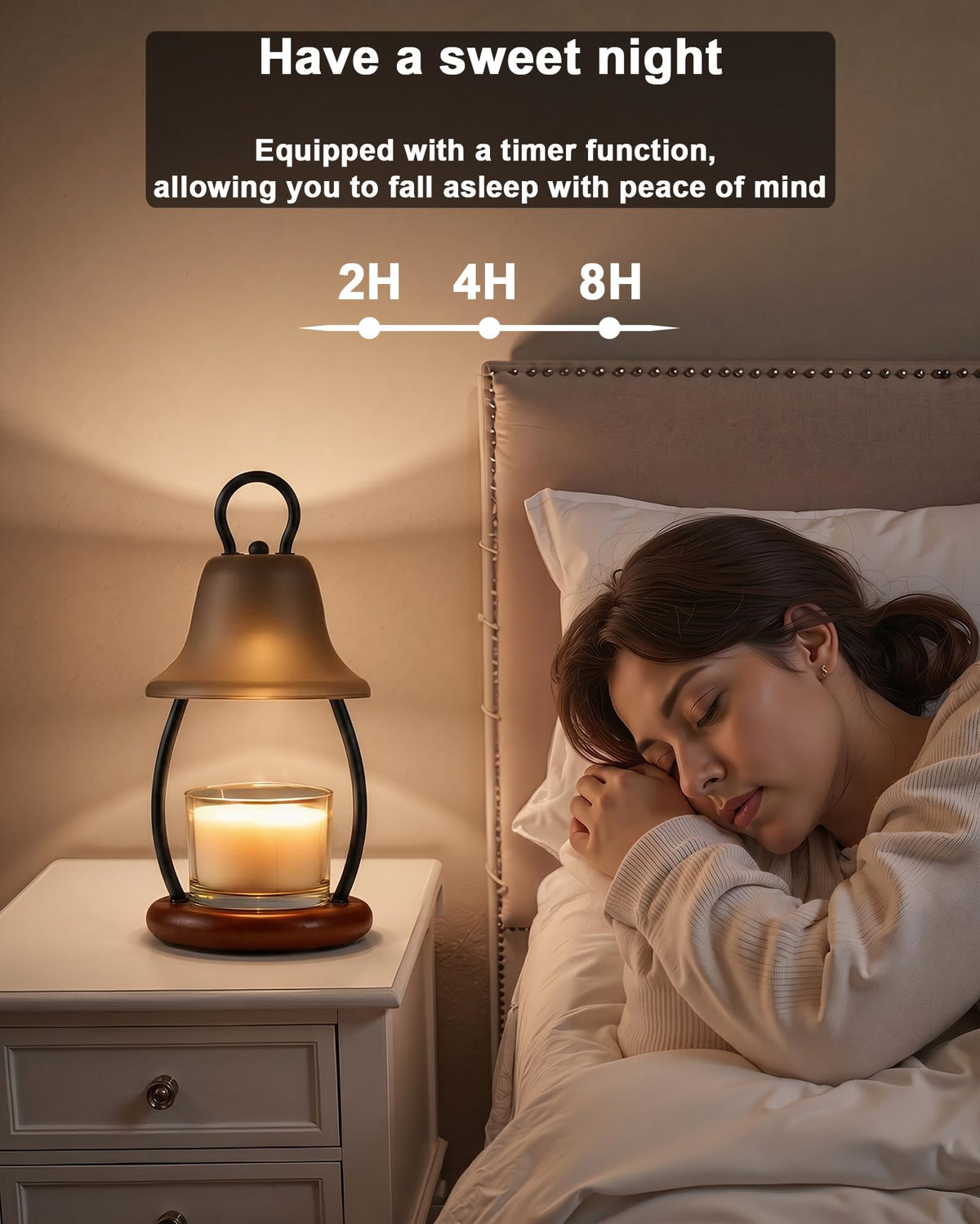 Black Dimmable Candle Warmer Lamp with Timer F7772