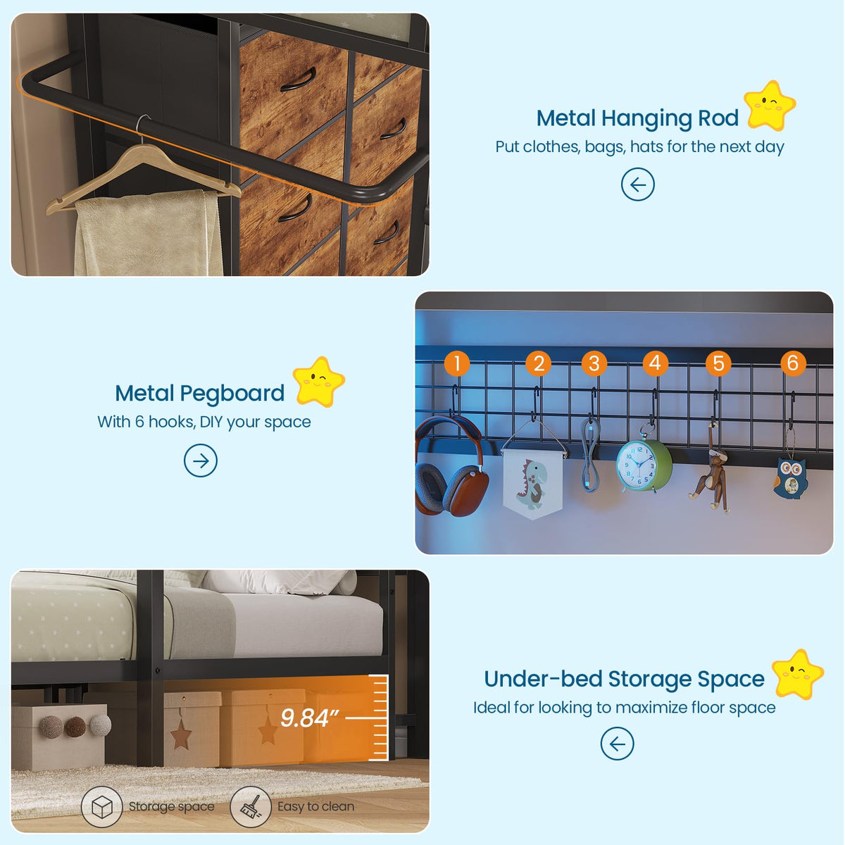 Twin Over Twin Bunk Bed with 8 Drawers and Storage Headboard G1068
