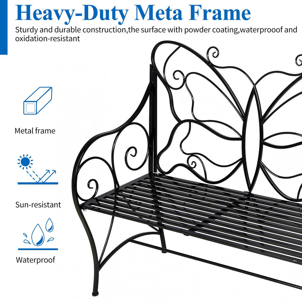 Outdoor Cast Iron Bench with Armrests Double Seats Z3090