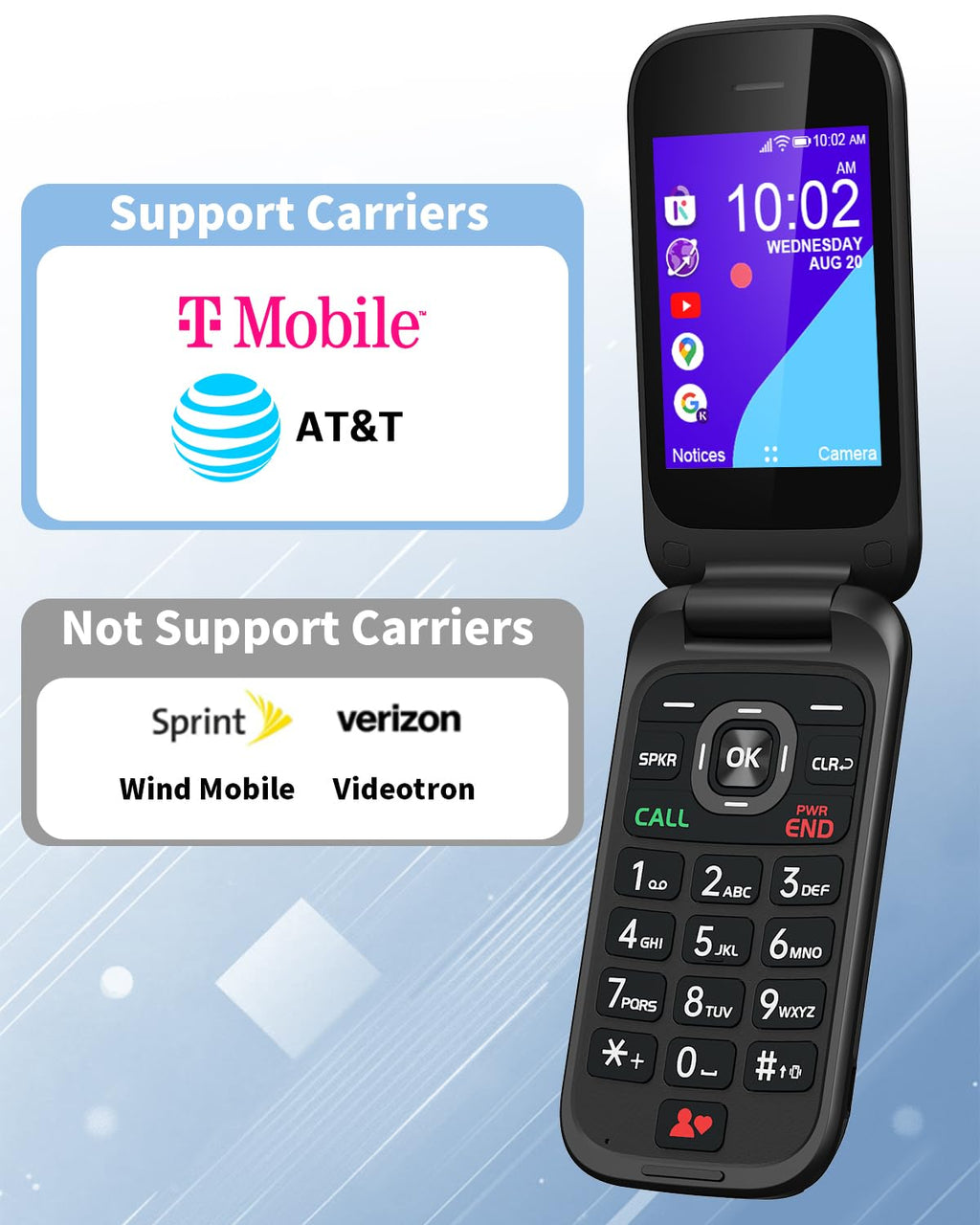 4G Flip Phone Unlocked Dual Screen Basic Phone Black B12869