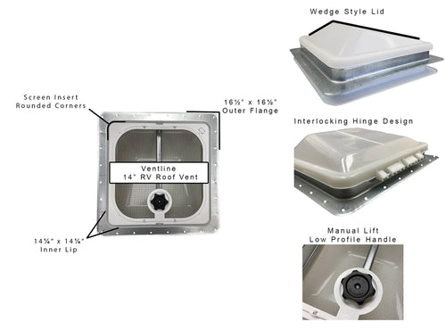 14" RV Roof Vent White Lid Non-Powered I31130