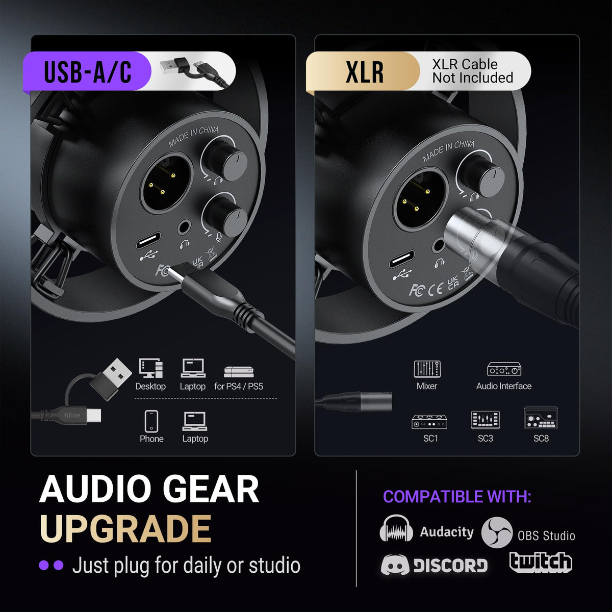 USB/XLR Dynamic Vocal Microphone Kit O381516