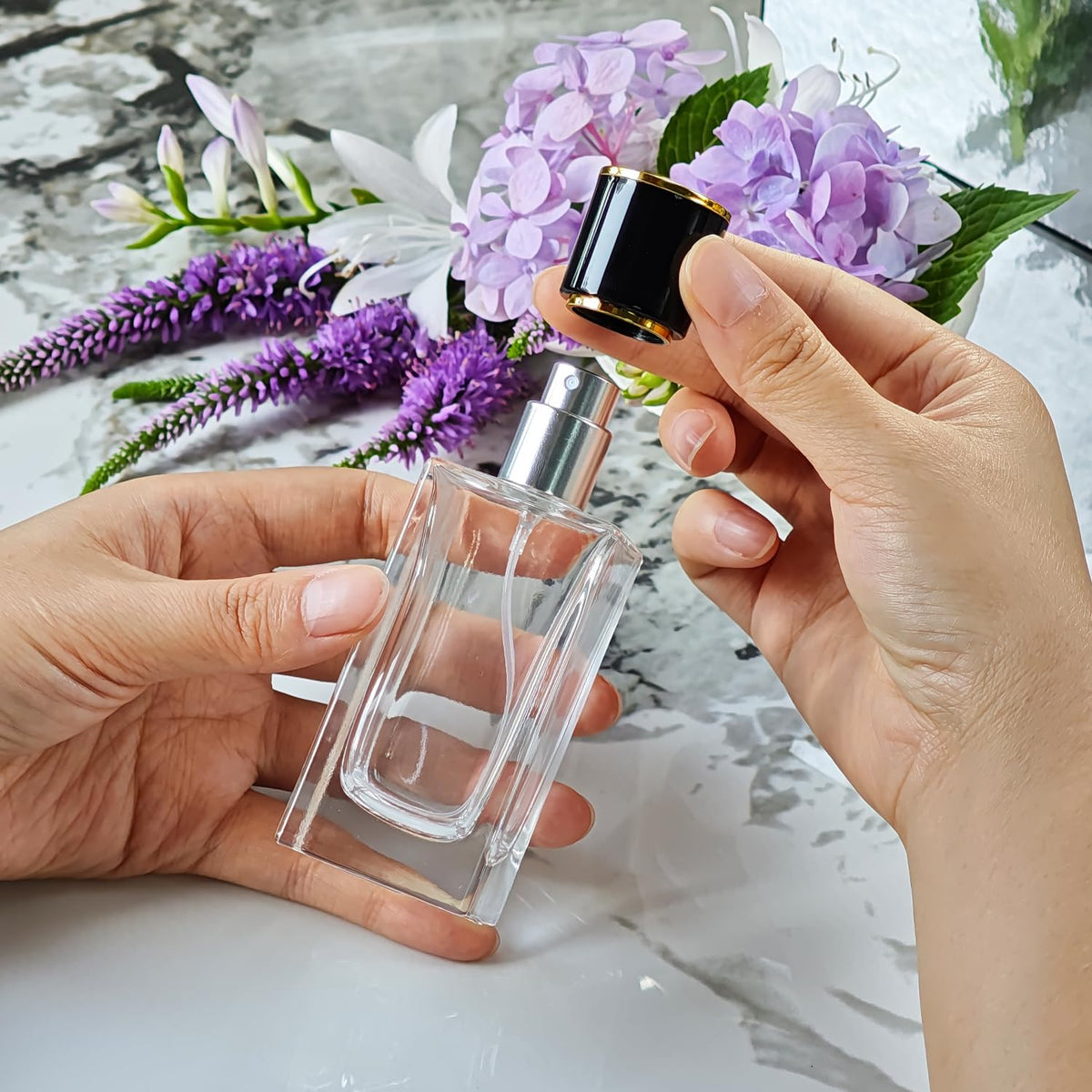 2 Pack 50ml Glass Spray Perfume Bottle Atomizer F2231