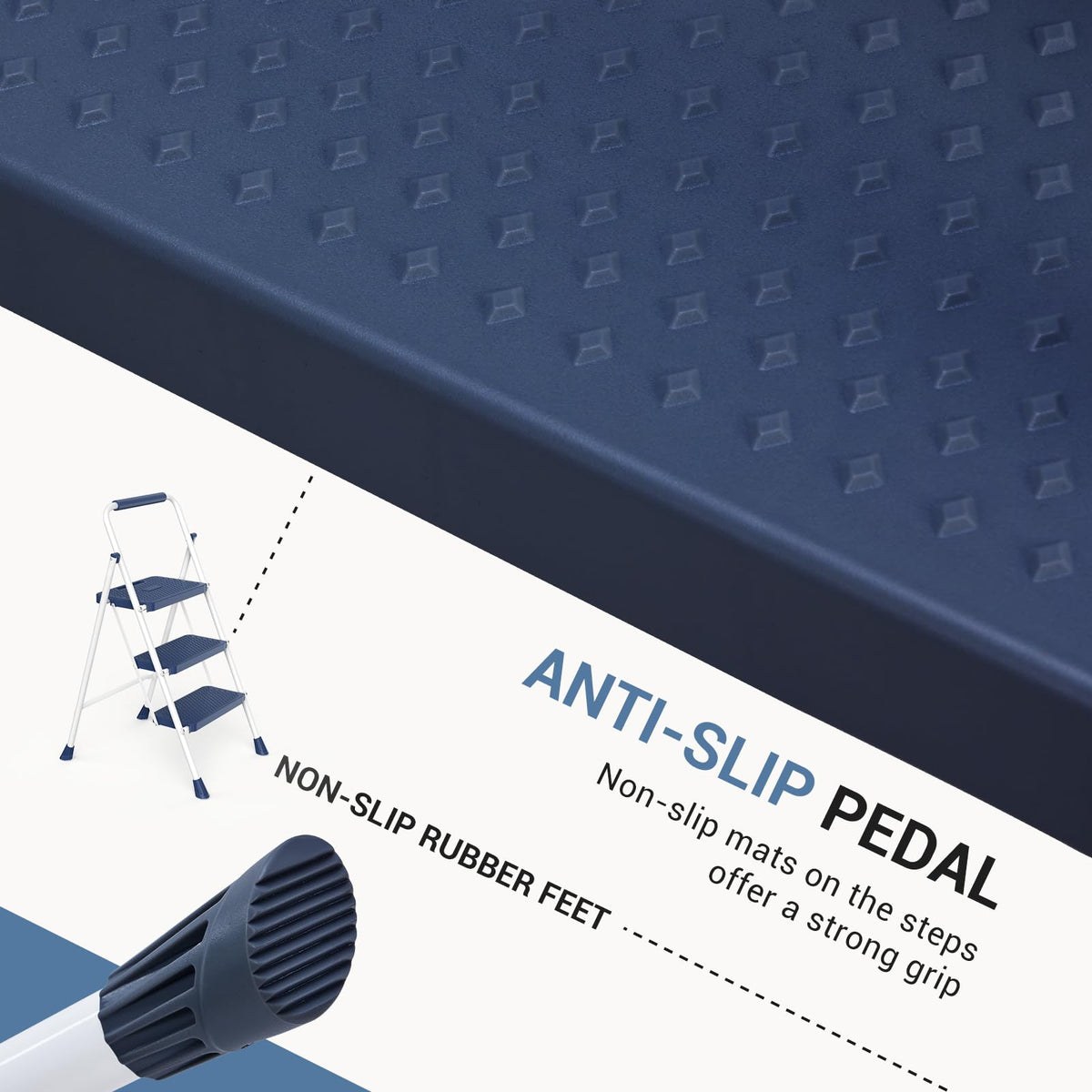 3 Step Anti-Slip Handrail 500lbs Step Ladder O660